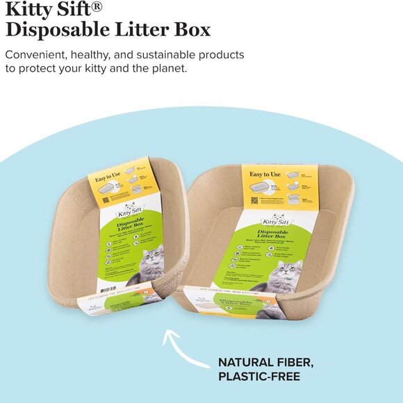 Disposable Cat Litter Box Large 6-Pack Eco-Friendly Water Resistant Cardboard - Picture 3 of 11